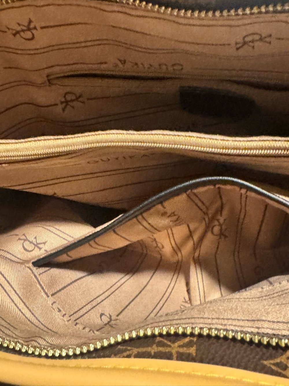 Guyika Brown Monogram Tote with Tan Trim - Picture 10 of 16